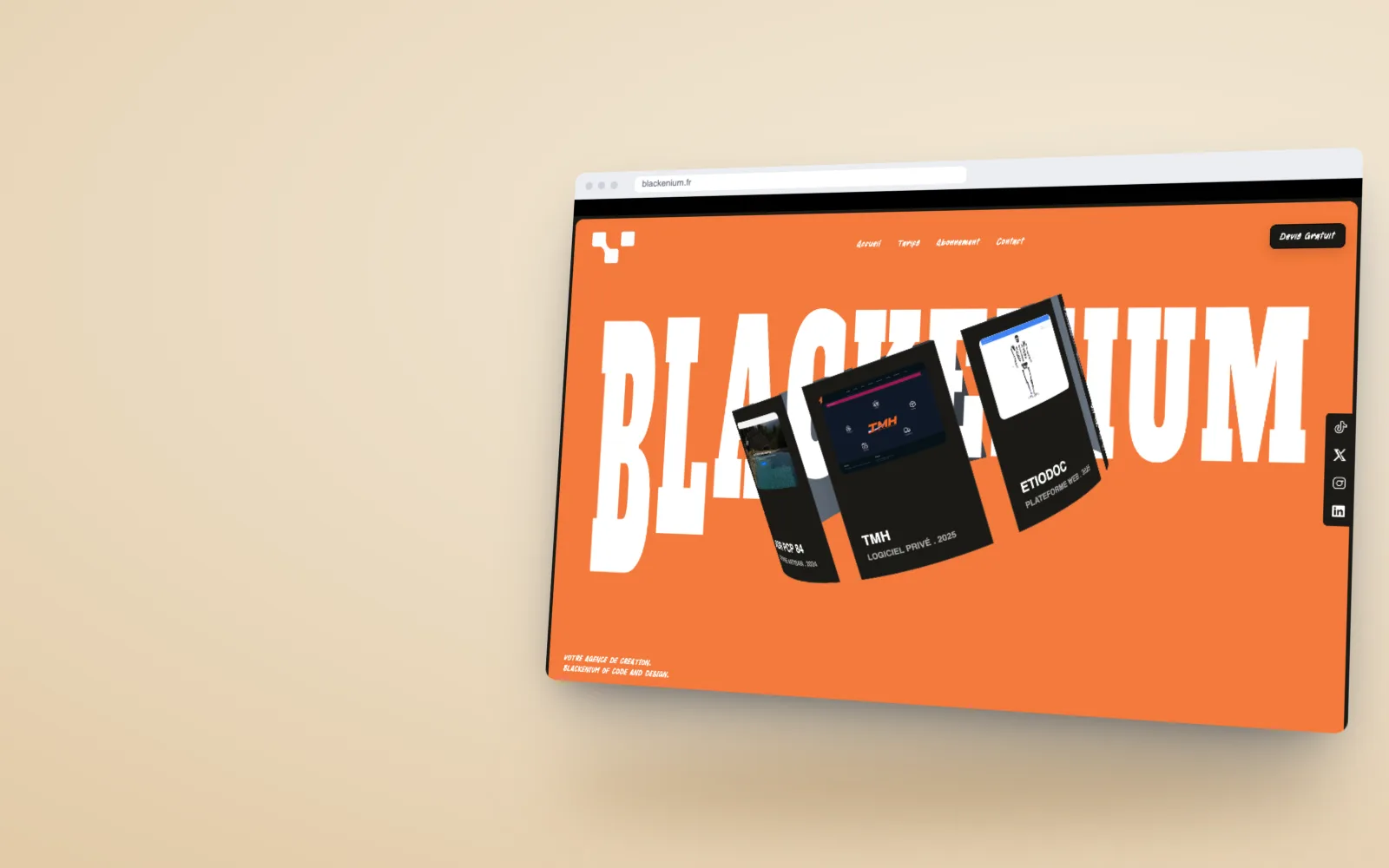 Le site Blackenium affiché sur un navigateur et un téléphone.
