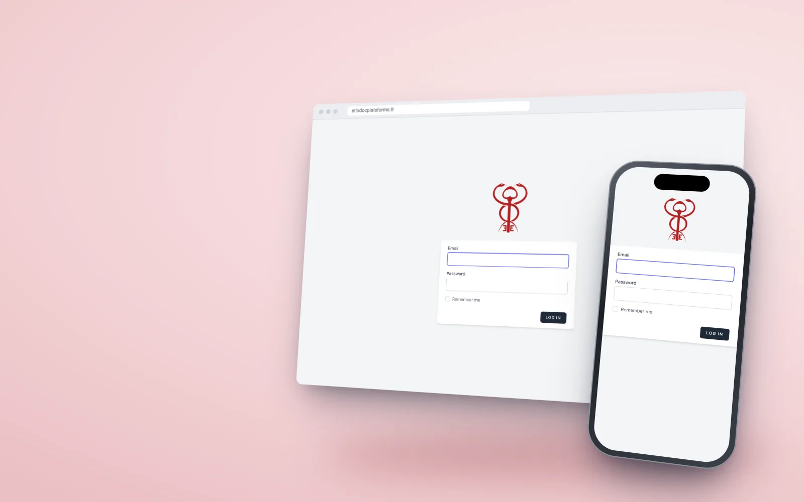 La plateforme Etiodoc affichée sur un navigateur et un téléphone.