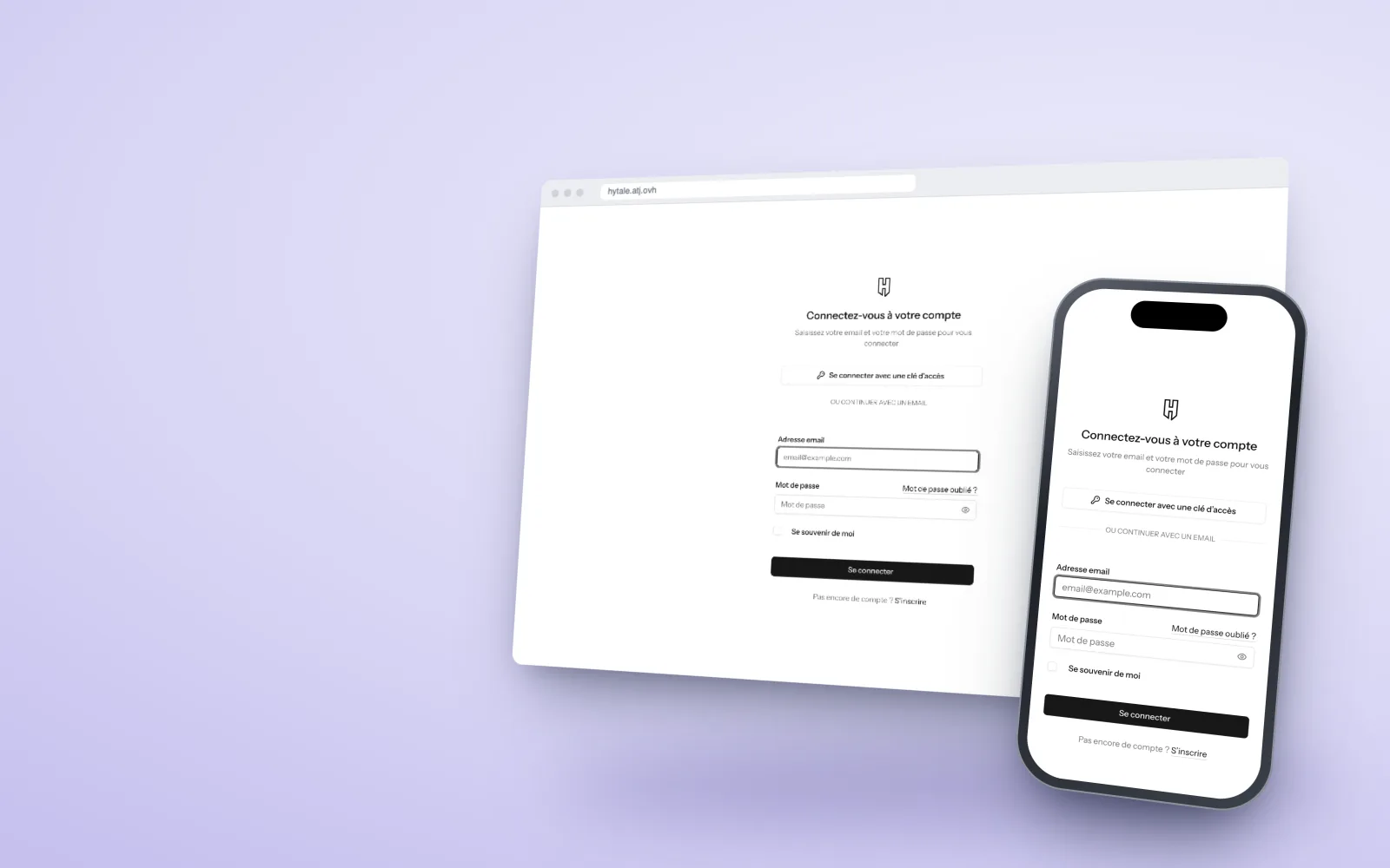 La plateforme Hytale Assos affichée sur un navigateur et un téléphone.